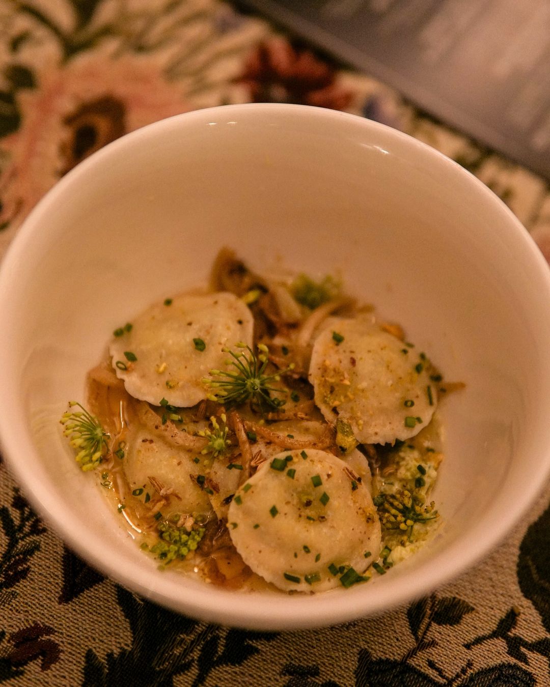Spring pea and goat cheese ravioli